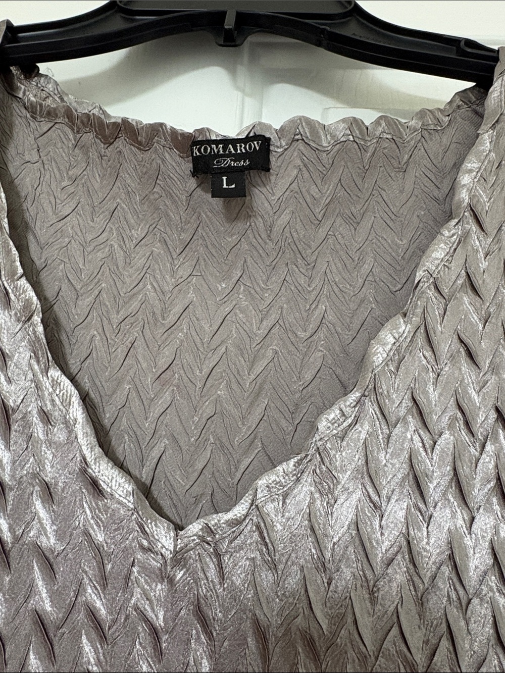 Komarov Metallic Taupe V-Neck dress and  matching camisole.